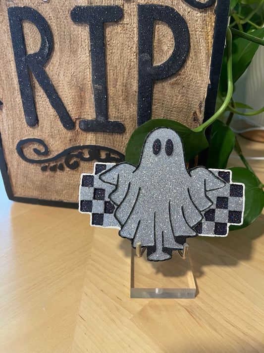 Ghost with Checkered Background