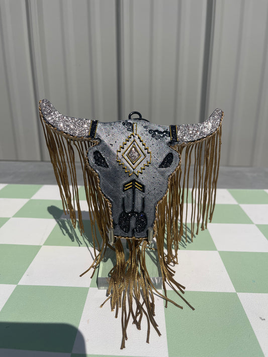 Bull Skull (Black w/ Gold glitter)