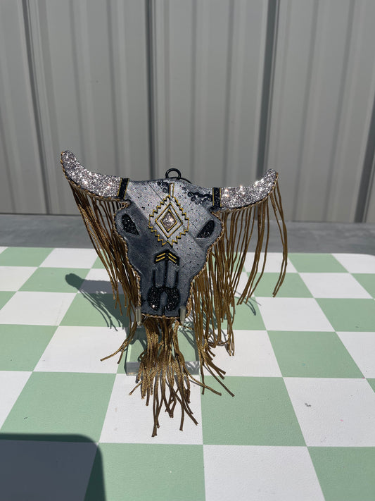 Bull Skull (Black w/ Gold glitter)