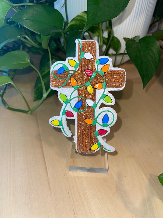 Cross with Christmas Lights